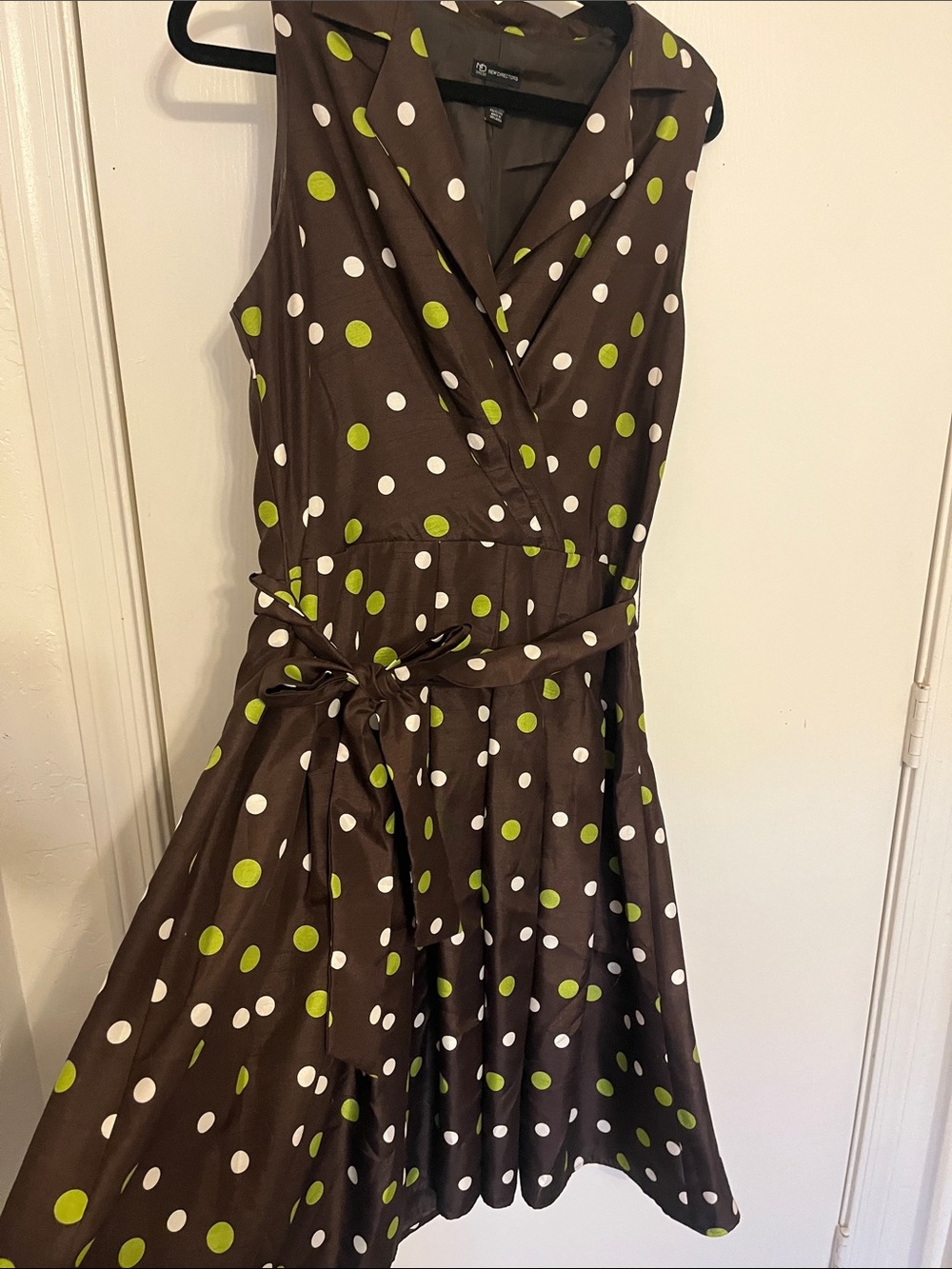 Brown Polka Dot Dress green white y2k